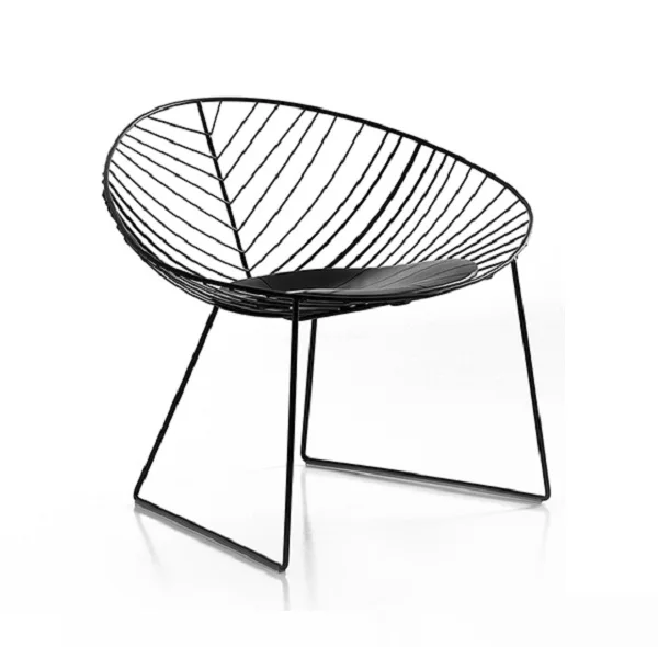 Designer Metal Cafe Lounge Chair Wire Chair Sets With Coffee Table Black Powder Coated Wire Metal Furniture at Cheap Price