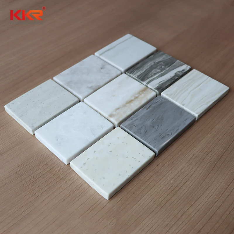 Kingkonree silica-free textured marble solid surface free sample test formaldehyde-free solid surface panel