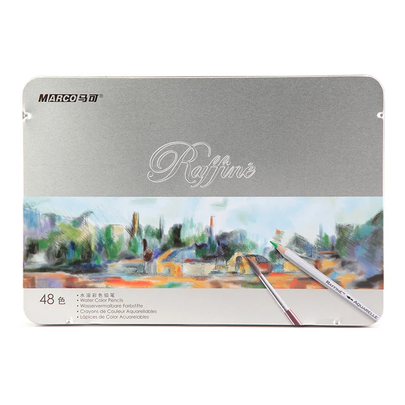 Marco 7120 24/36/48 colors 3.3mm water color colored pencils metal box set colouring pencil art supplies for school