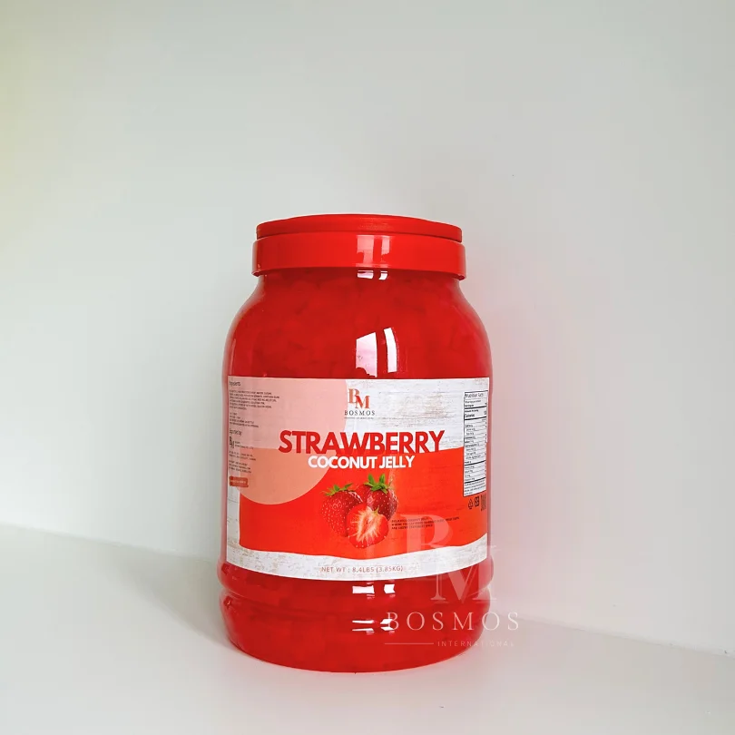 Bosmos_ Strawberry Coconut Jelly / Nata de Coco Jelly 3.85kg- Best Taiwan Bubble Tea Supplier, Coconut Jelly