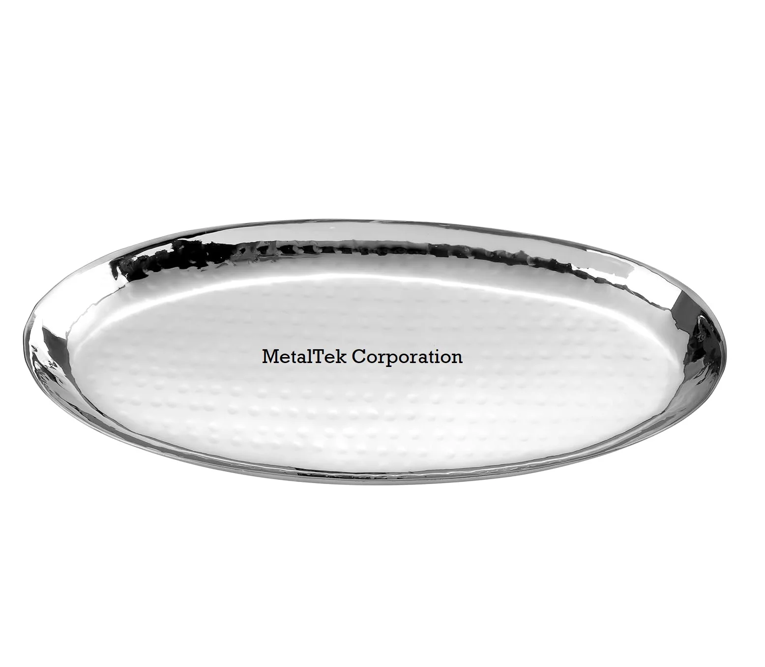 Stainless Steel Oval Hammered Finish Platter Tray for Parties Holidays BBQ Silver Textured Sizzler Tray Kitchenware Serveware