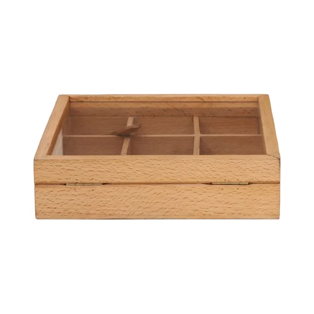Premium Quality Natural Finished Solid Wood Spice Box Storage Container Jars With Spoon Manufacturer Indian Factory
