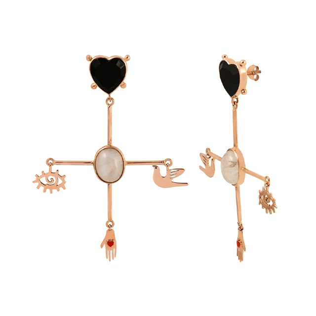 Quality Goods14K gold plated multi color gemstone 925 sterling silver jewelry wholesale manufacture silver blue topaz earring