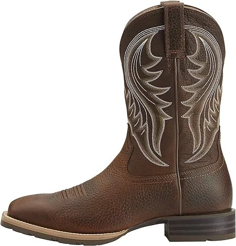 Мужские ковбойские ботинки в западном стиле мужские с вышивкой Нескользящие ботильоны квадратным носком на массивном каблуке эко-вечерние