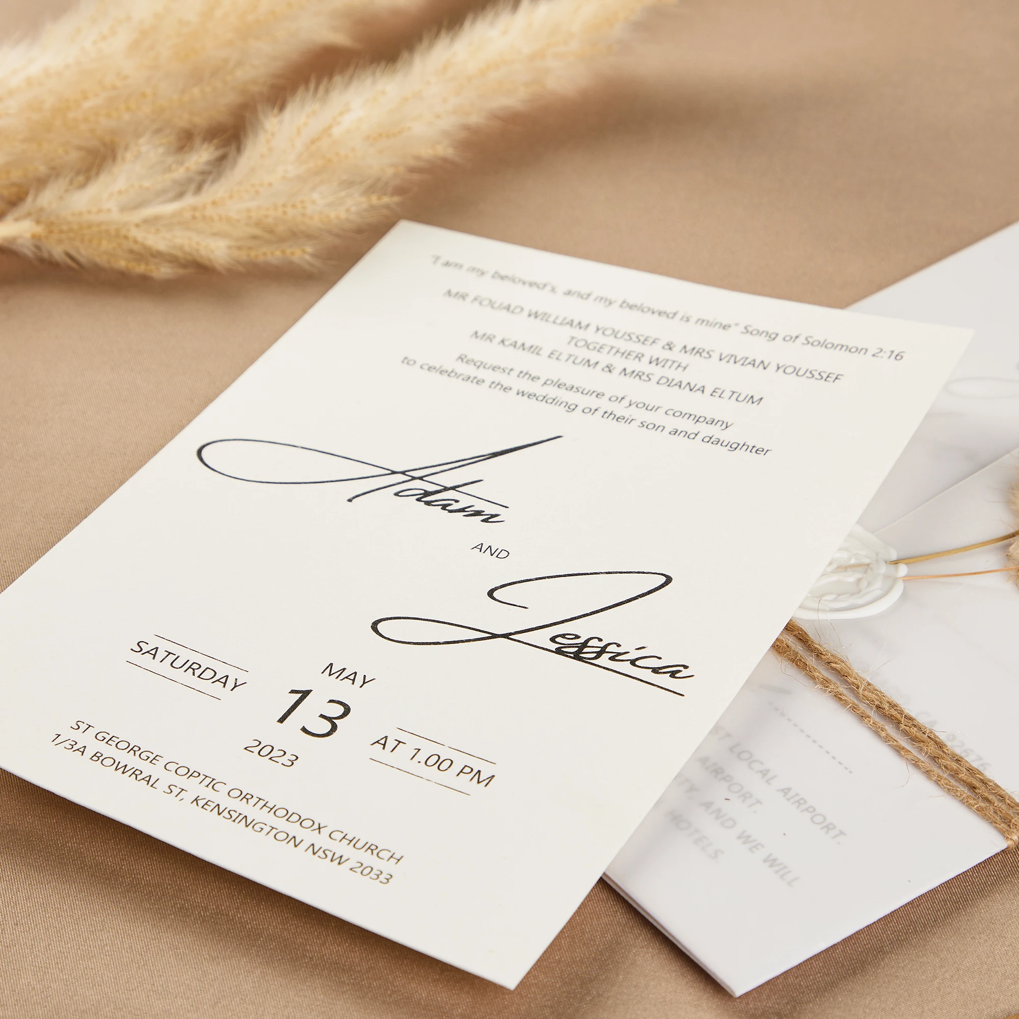 Luxury Modern Vellum Envelope for Wedding Invitation Bunny Tails Wedding Invitation Samples Wedding Invitation Card