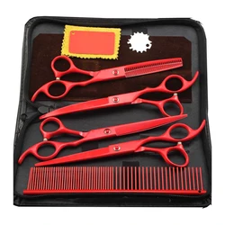 Pet Dog or Cat Hair Grooming Scissors Set Pet Hair Shears Comb Kit Tool Straight Curved Shears Cutting Thinning Scissors