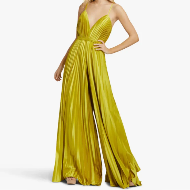2022 New Arrival Sleeveless Causal Women Pleated Wide Leg Jumpsuit
