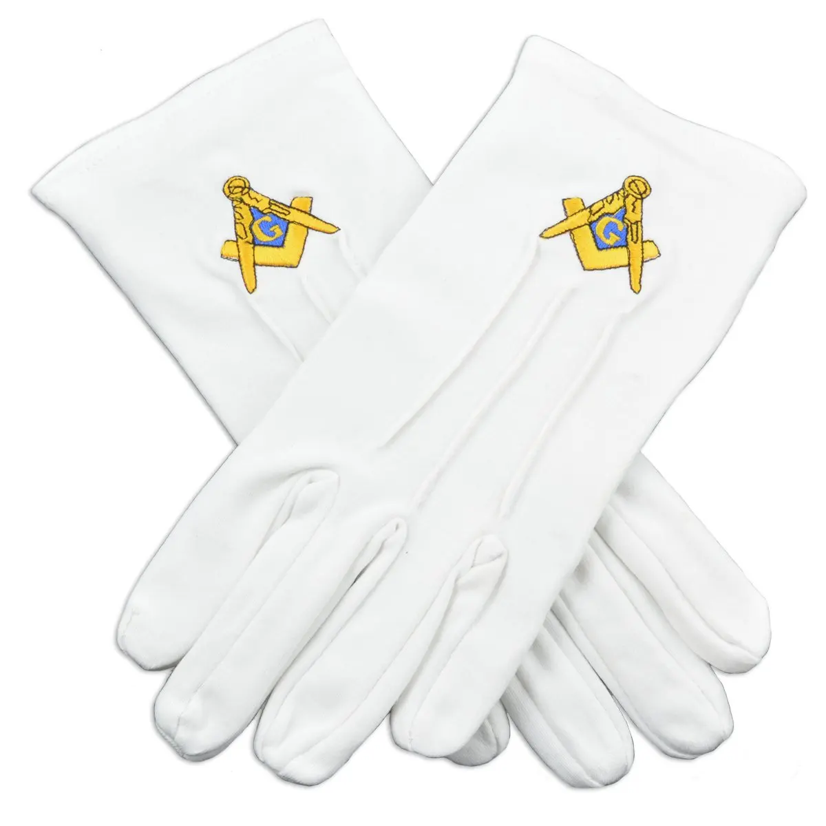 Masonic Regalia 100% Cotton Gloves with Handmade Leather Square Compass Elegant Freemason Accessory