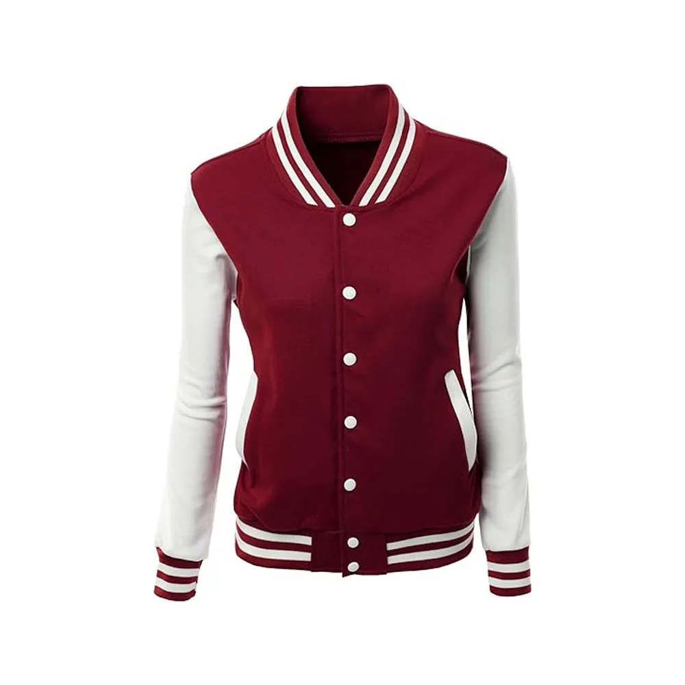 2024 Top Selling Custom Design Wool Body With White Full Leather Sleeves Baseball Jacket Premium Quality Varsity  Jacket