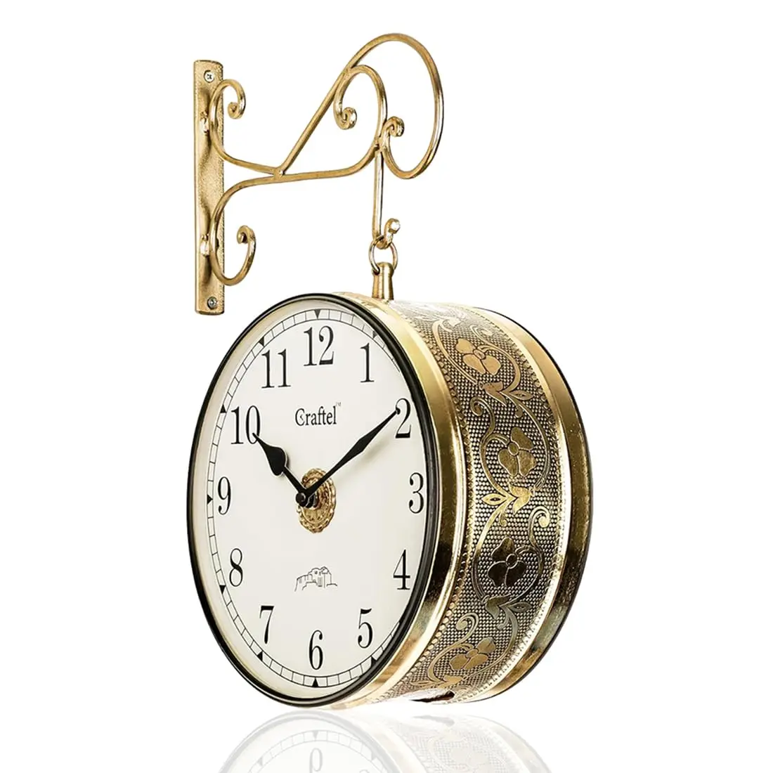 Antique Style Railway Station Clock Platform Hanging Wall Clock gold wall clock for Living Room Home Office 10 inch