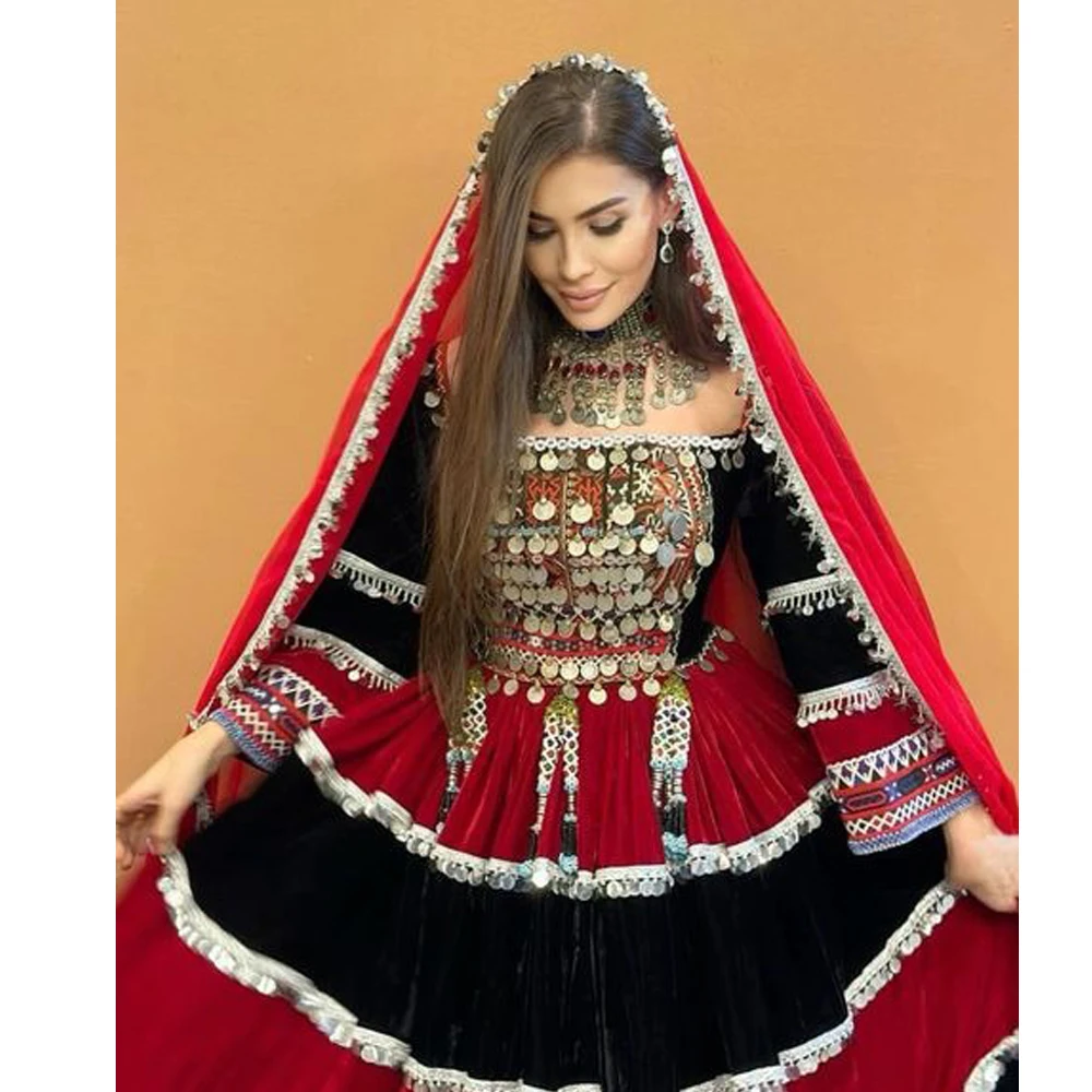 Attractive looking Girls Fancy Model Afghani dancing & wedding material Afghani Dress long sleeves for sale afghan dress