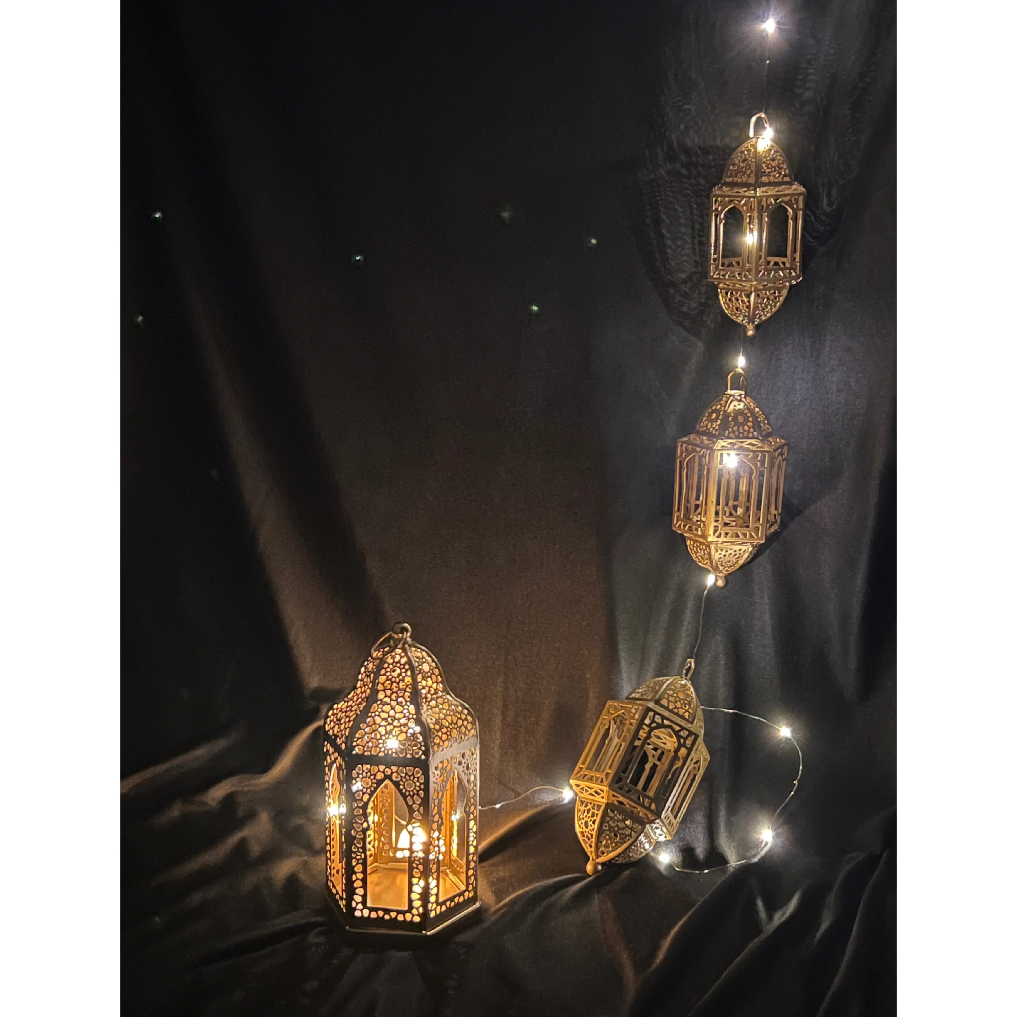 Ramadan Decorations 2024 Luxury Metal Candle Lanterns for Hanging and Table Top Moroccan Lights Lanterns