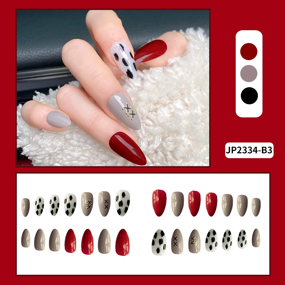 stiletto private label press on nails glue on fake nails set short rhinestones luxury artificial nails