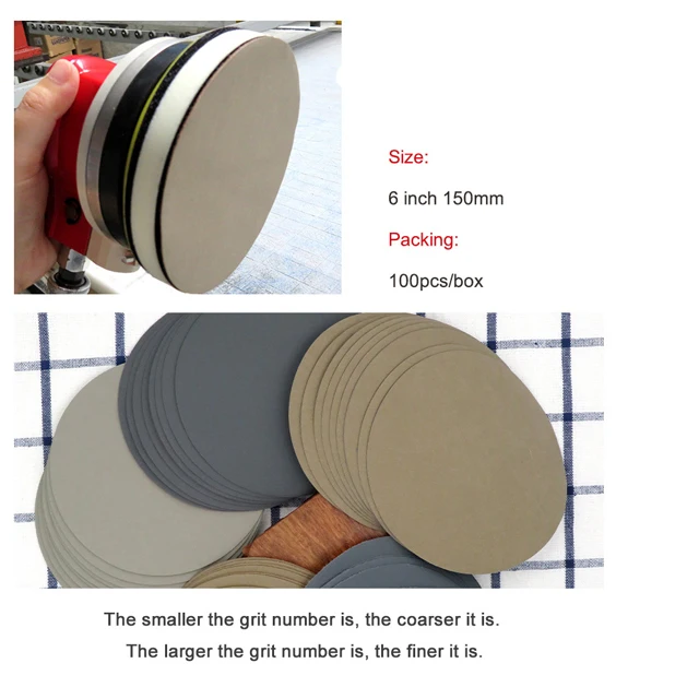 Waterproof Silicon Carbide Paper Sandpaper Round Sander Sandpaper Latex Paper Durable Mirror Polished 6 inch 150mm 60-10000 Grit