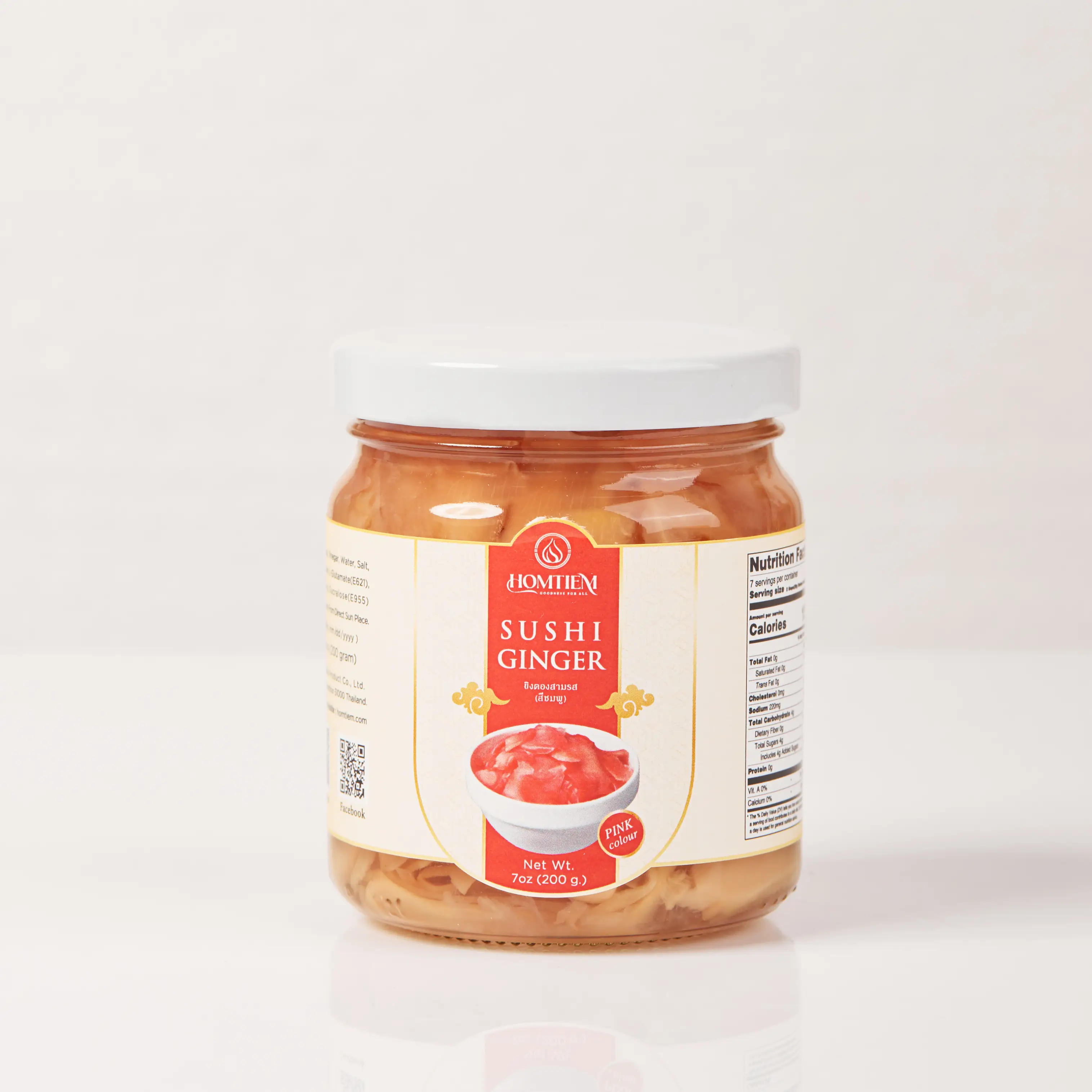 Homtiem 7 Oz (200g) Pickled Sushi Ginger Pink Non-Additives, Non-Preservatives for Appetizers Healthy