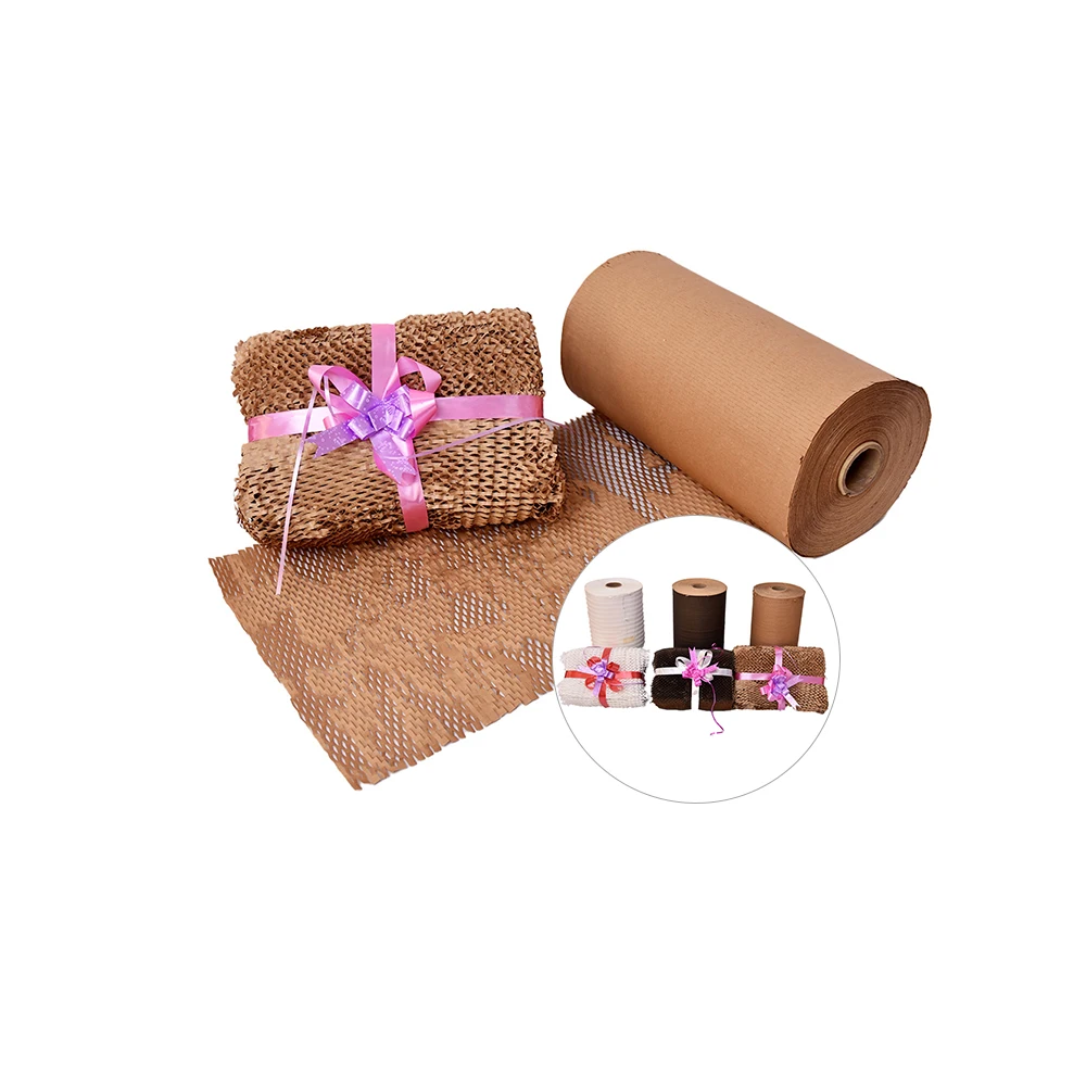 New Honeycomb Wrap Paper Eco-Friendly Kraft Perforated Packing Roll Biodegradable Fully Recyclable For Multipurpose Use