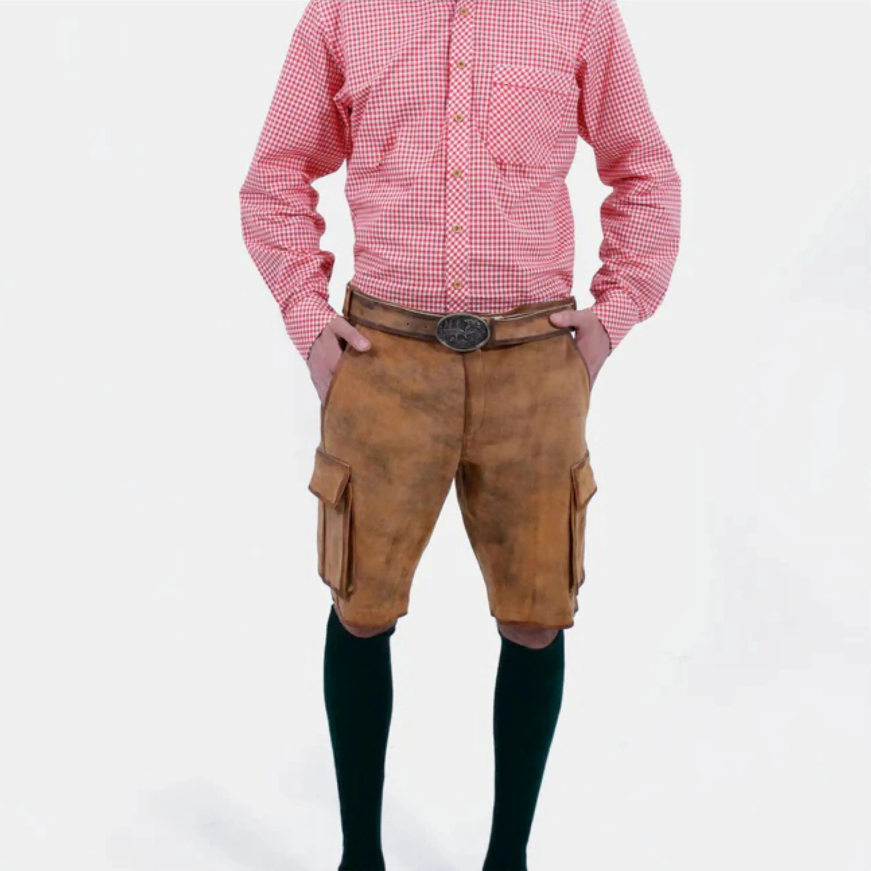 Classic Bavarian Leather Shorts    with Embroidery and Suspenders for Oktoberfest and Celebrations