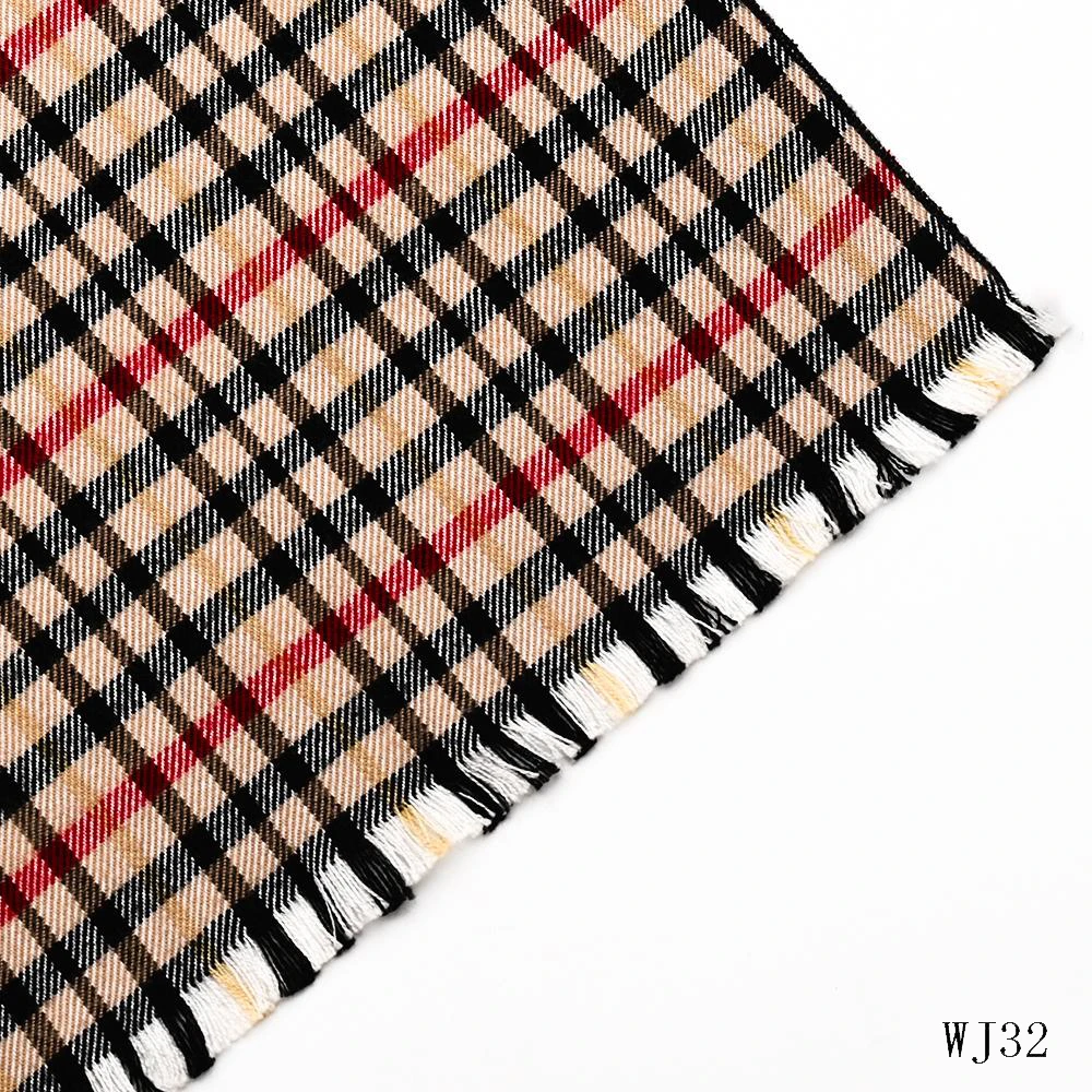 YiLi Fashion red color 100%  Viscose Scarves Cashmere Feel plaid Scarf with Tassel