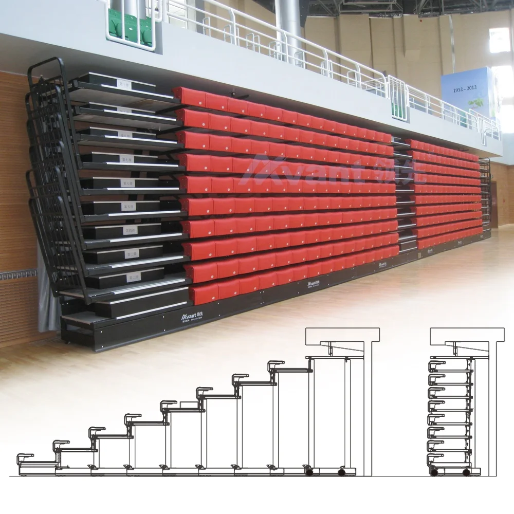 Avant Retractable Seating System Indoor Event Bleachers Fixed Seats Arena Grandstand Electrical Telescopic Tribune Stadium Chair