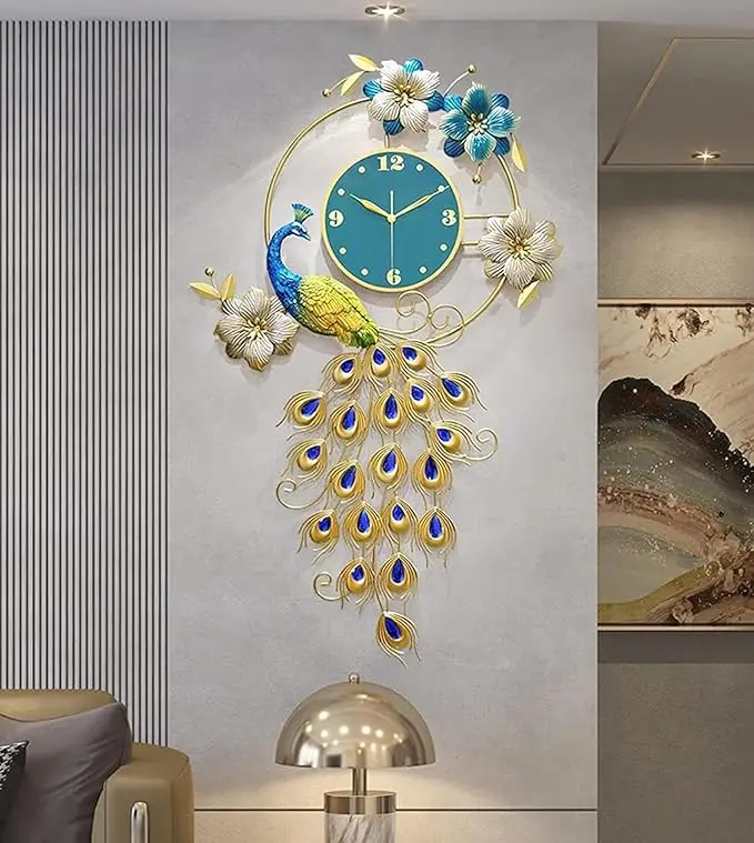 Metal Wall Clock for Home Decor Bedroom, Drawing Room, Kitchen, Dining Room Floral Handmade Wall Clock Multicolour Analog
