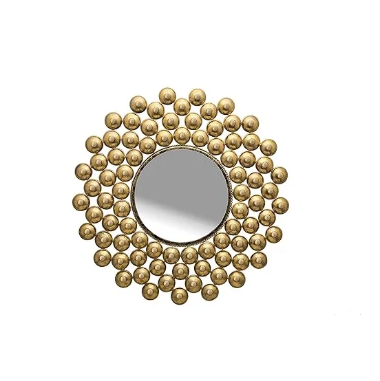 Gold Plated Balls Frame Luxury Vanity Mirror Minimalist Quality Modern Indoor Wall Decor Wholesale for Home Use Only