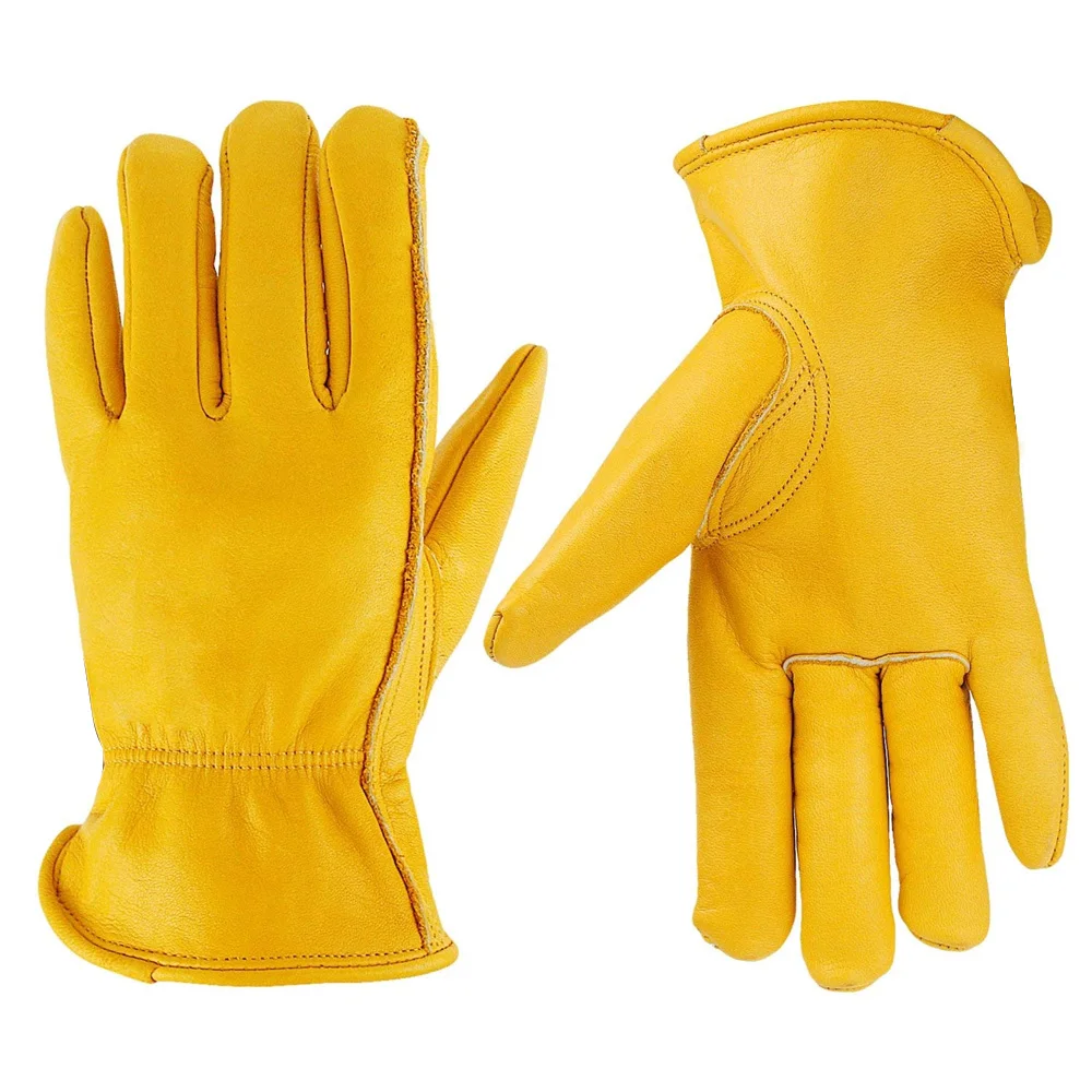 Heavy Duty Durable Cowhide Leather Driver Gloves for Truck Driving Warehouse Gardening Work Safety High Quality Hand Protection