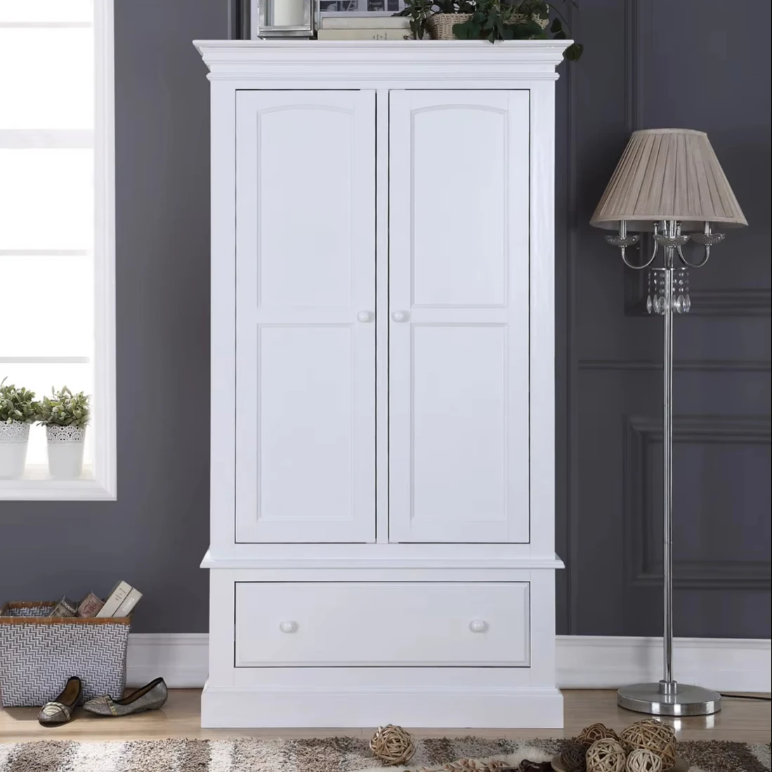 Customized Wardrobe Furniture Bedroom Set Hotel Home Solid Wood Large Wardrobe With Dressing Table