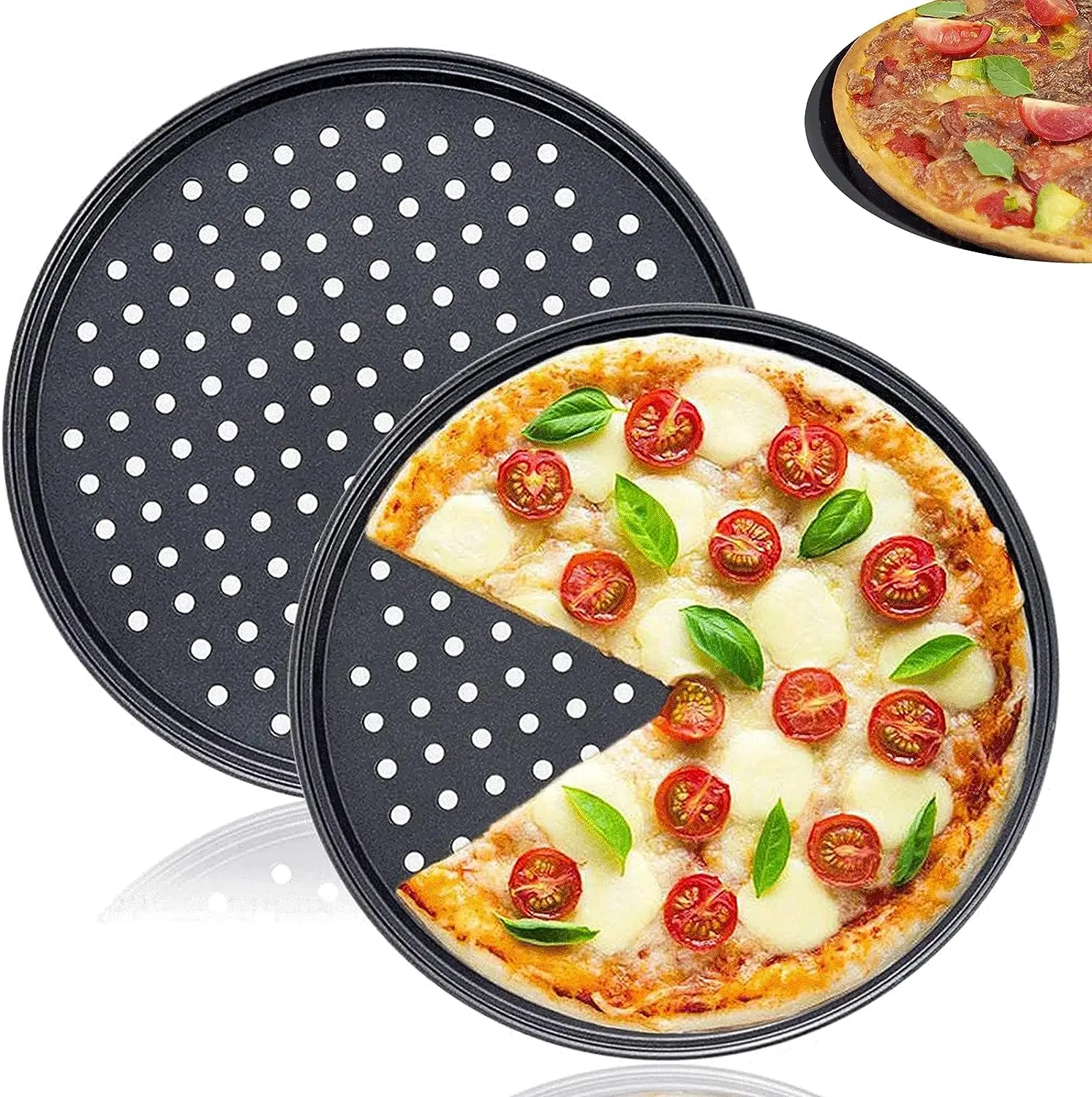Direct Factory Sale Bakeware Cooking Perforated Round Nonstick Aluminum Pizza Coupe Baking Tray