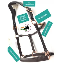 SPORTS HORSE HALTER HEAD COLLAR WITH CONIC SHAPE NOSE PIECE AND SUPERIOR QUALITY BLACK HARDWARE AND SUPER SOFT PADDED
