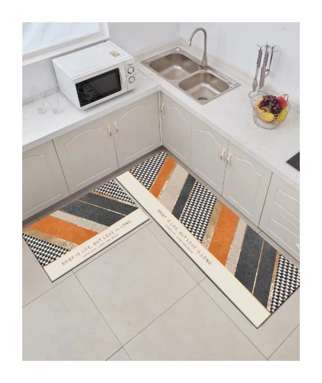 Custom kitchen carpet 2 Pieces Microfiber Moroccan Trellis Non-Slip Soft Kitchen Mat Chinese manufacture