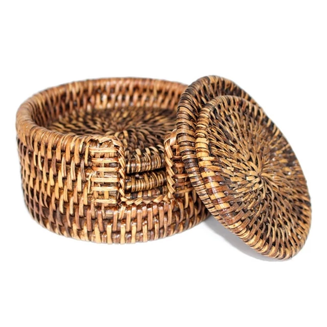 Basic Handwoven Rattan Coaster Craft Classic Handmade Vietnamese Handicraft 100% Natural Eco Friendly Top Selling
