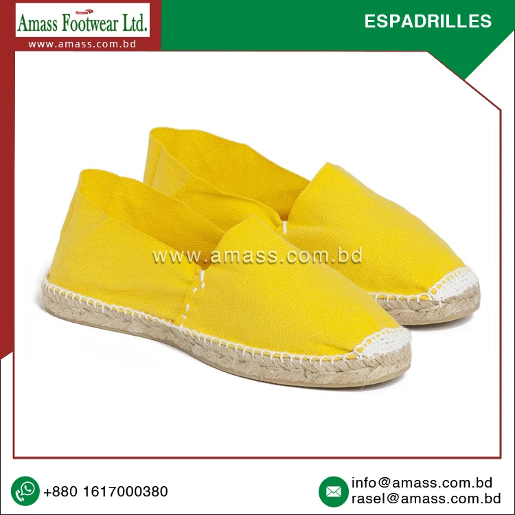 Global Supplier and Exporter of High Grade Best Selling Customized 100% Cotton Canvas Material Espadrilles Flats