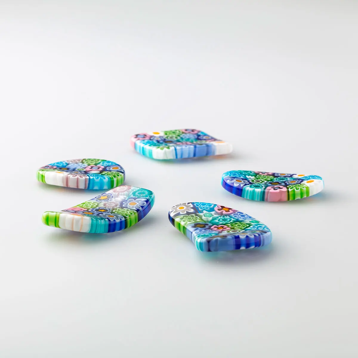 Murano Glass Chopstick Rest & Plate hand made in Italy Venezia  Glass Mosaics Melted - Murrina Multicolor - Decorative 13Cm diam