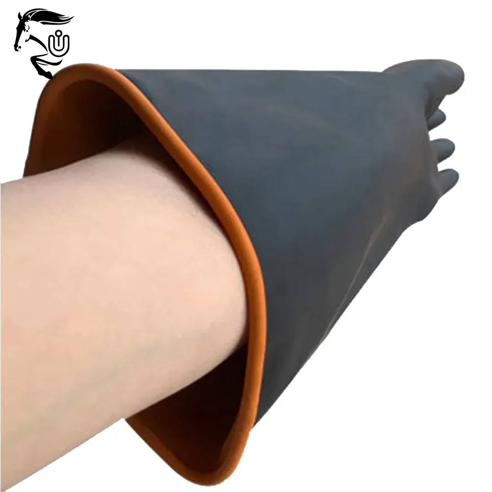 Black Rubber Latex Safety Gloves Acid Alkali and Oil Resistant for Chemical Work