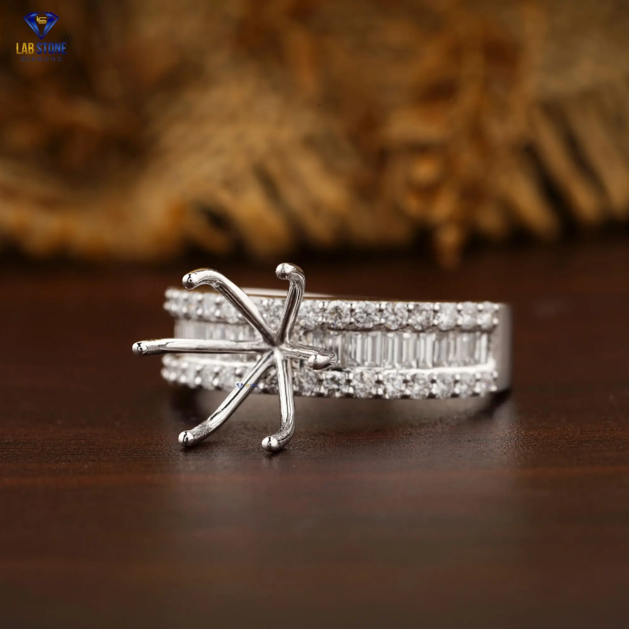 0.80 TDW Round Brilliant Cut Semi-Mount Setting Diamond Ring |18K White Gold | Non Certified Diamond | Cvd/Hpht Diamond