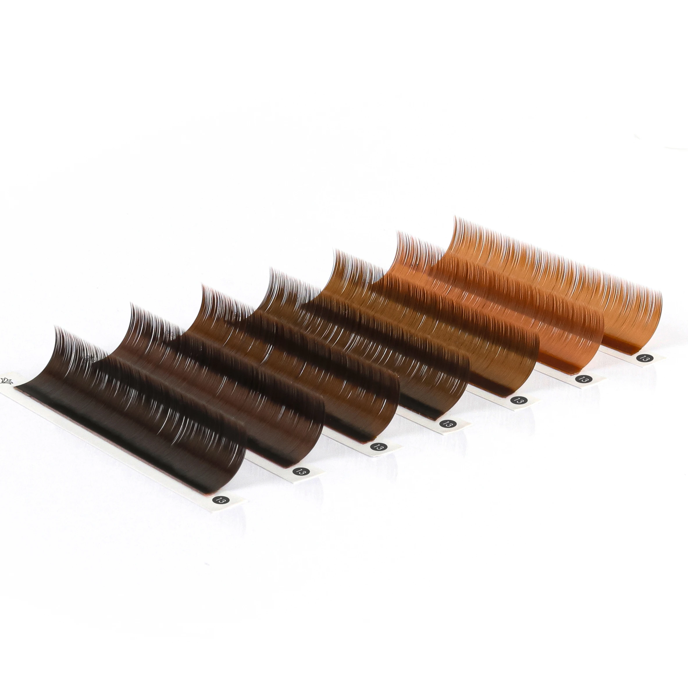 Brown lash color vegan korean pbt fiber brown light eyelashes lash supplies wholesale lash natural effect OEM manufacturer
