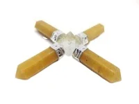 Natural Yellow Aventurine With Clear Quartz 4 Point Pyramid Energy Generator for Reiki Healing Meditation Vastu Protection