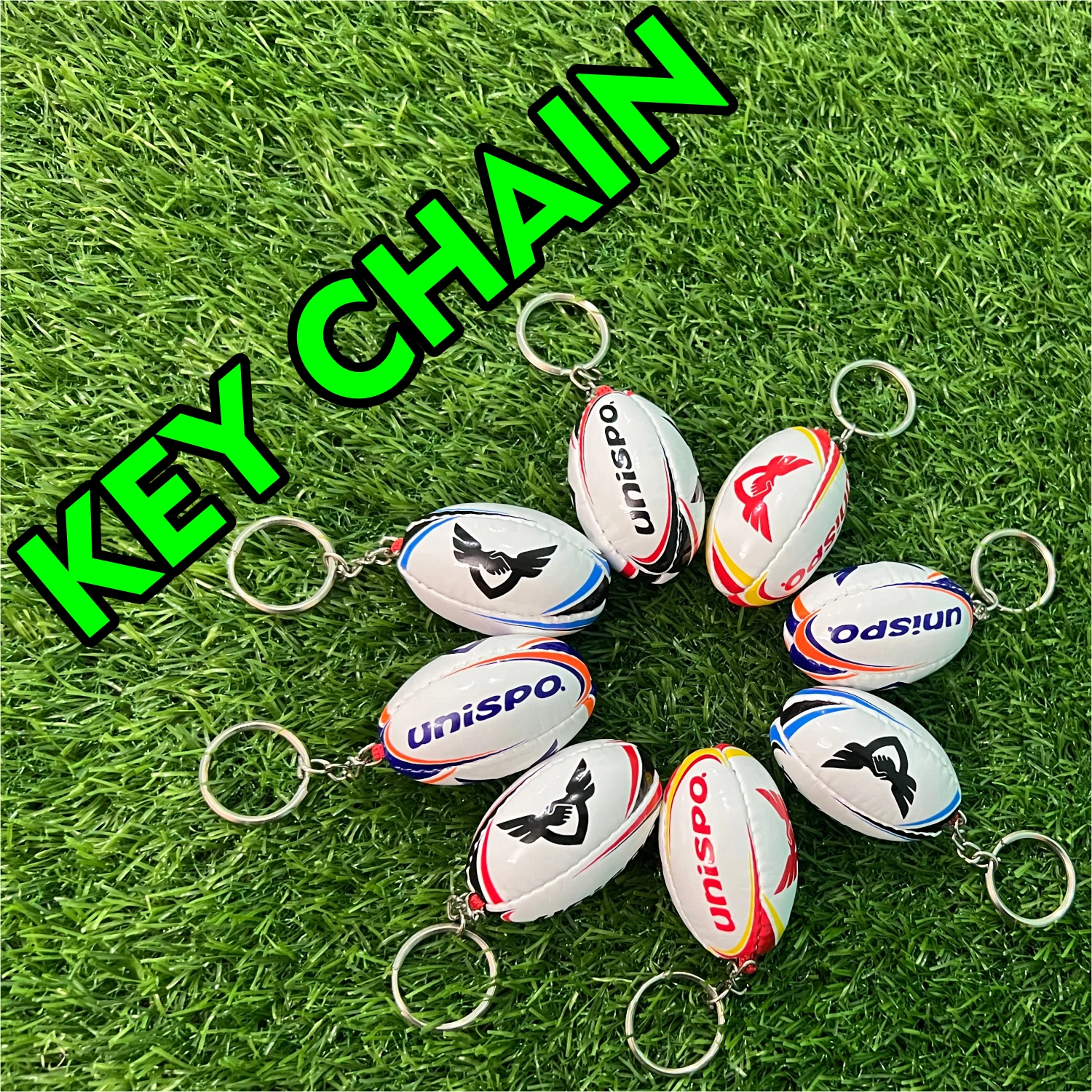 Брелок для регби из syn-каучука или полиуретана, полностью сшитый вручную, наполненный хлопком, с индивидуальным брендом