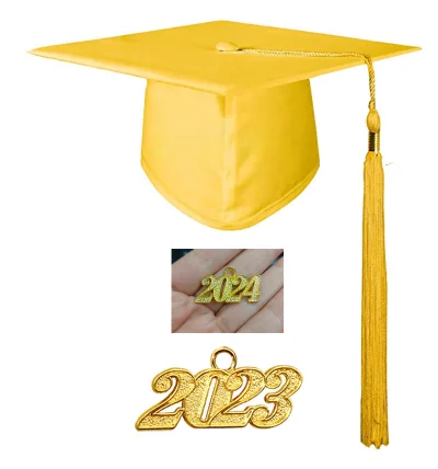 Unisex Adult Matte Graduation Hat with Tassel Stole Honor Cord and 2023 Charms for High School Bachelor Master Adults