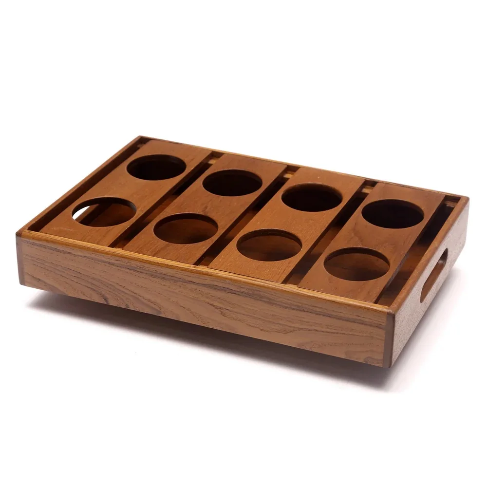 Set of 2 6Glass Capacity Glass Serving Wooden Tray With Antique Design Top Quality Wit Sizes 24x15x6.5 Cm at Cheap Prices