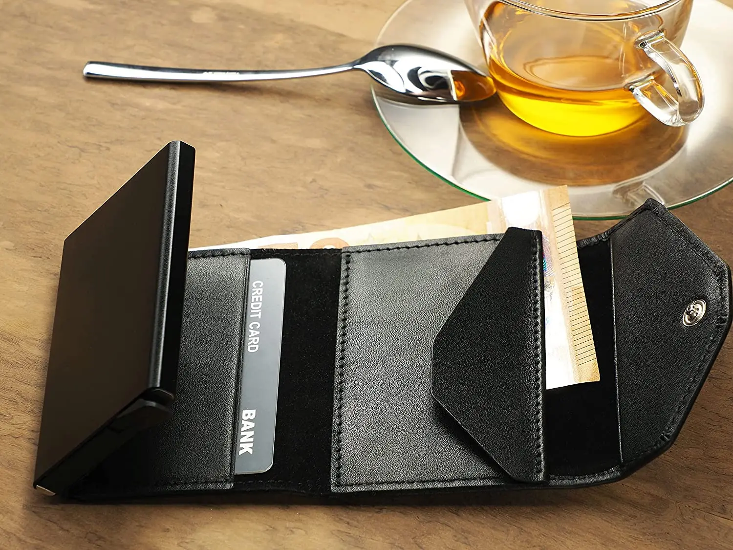 2022 Slim Wallet with Coin Compartment Pop Up Aluminum Card Holder RFID Protection Smart Wallet