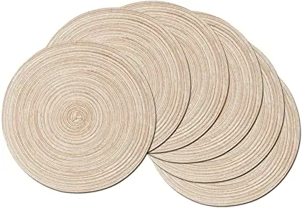 Braided Placemats Set of 6 Table Mats for Dining Tables Woven Washable Non-Slip Place mats Jute fibers and braided