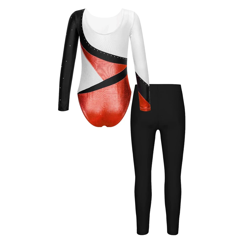 Dancewear Tracksuit Set Long Sleeve Gymnastics Leotard with Leggings Perfect Dance Ensemble