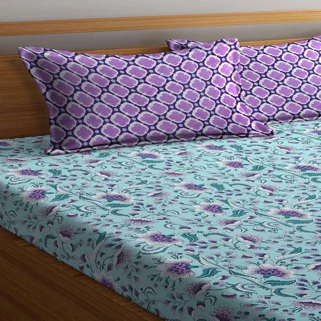 Wholesale Best Price Indian Sanganeri Dabu Print Super Soft 100% Cotton Bedsheet Bedroom Luxury 3 Pcs Bedding