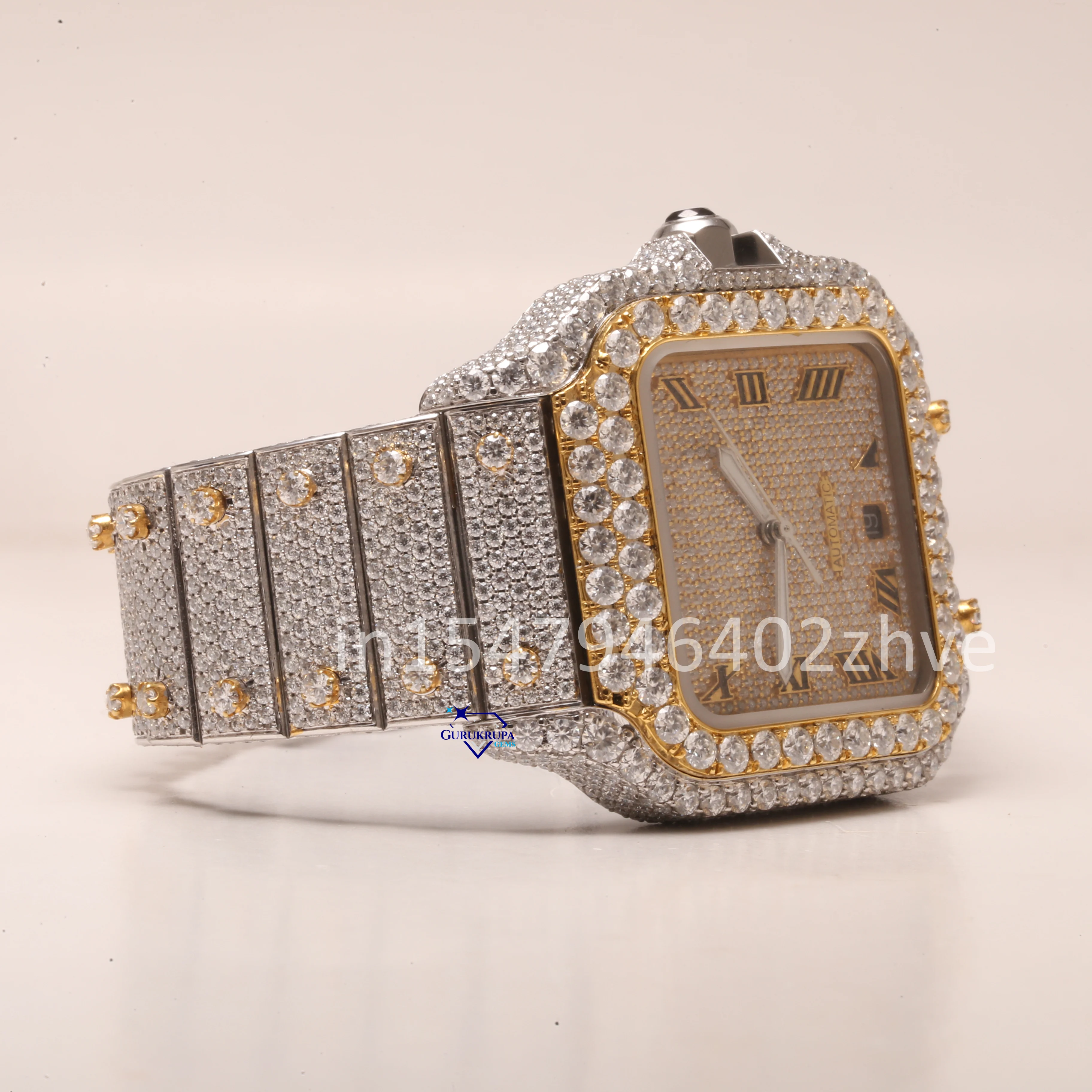 Exclusive stainless steel fully moissanite VVs clarity diamond iced out hip hop mechanical wrist watch for men in vvs clarity