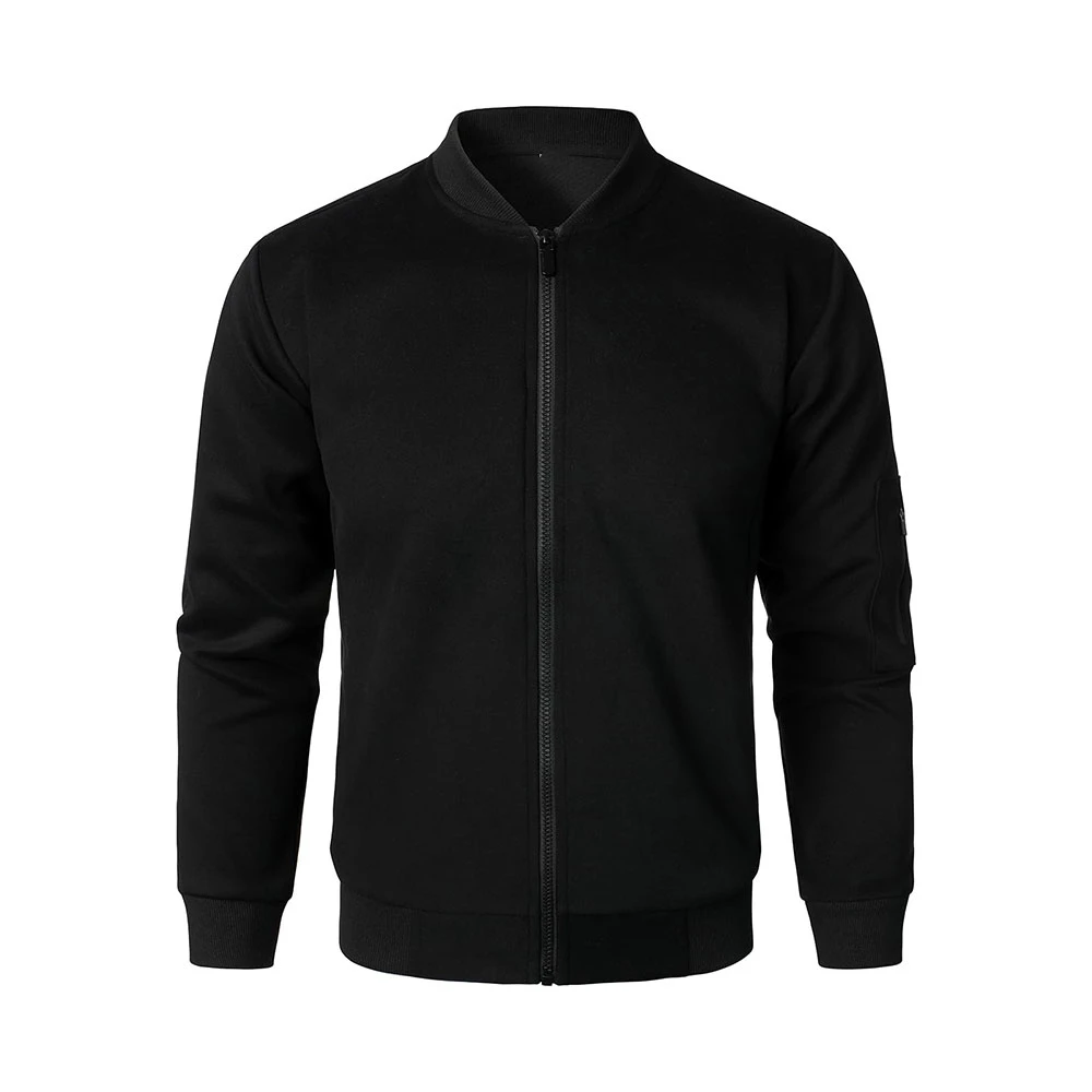Jet Black Custom Men Bomber Jacket New Design Outdoor Clothes Casual Streetwear Jacket lite weight custom design logo