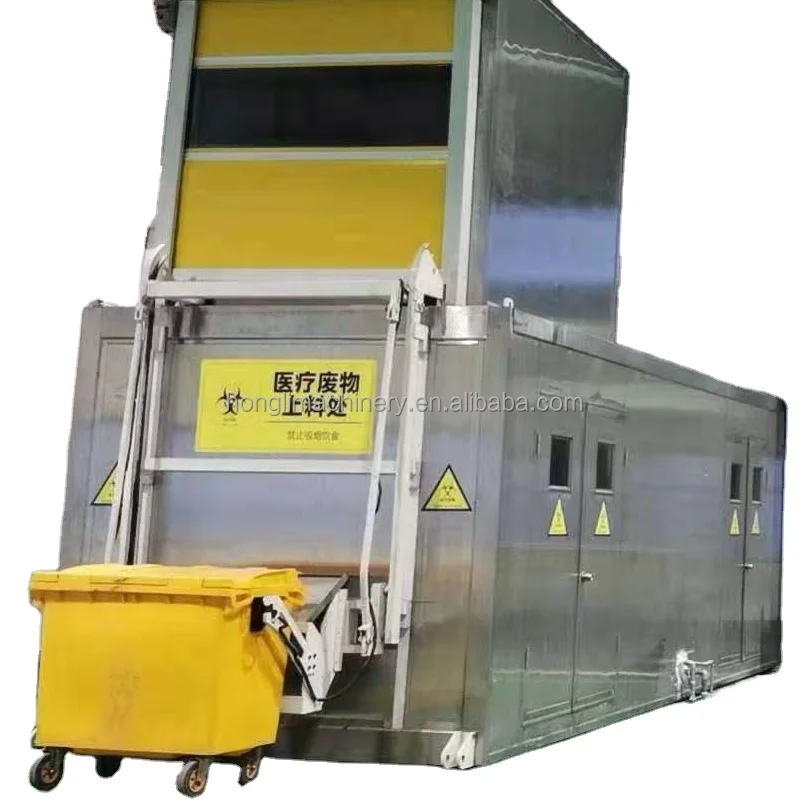 Microwave treatment machine for medical waste disposal