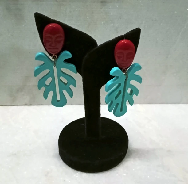 Multicolor Resin Fashion Earrings Gold Plated Face Resin Trendy Cute Style Party Gift Christian Diamond Amber Pearl Brass