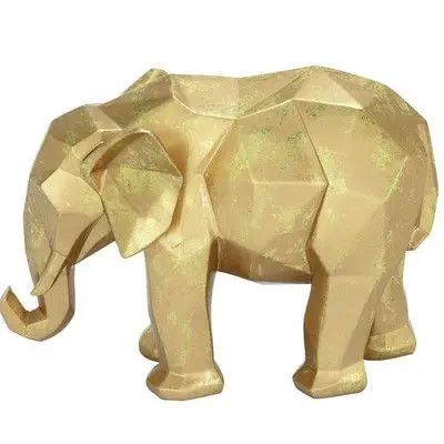 Angular Design Elephant Figurine Gold Finishing Home Decoration Table & Shelf Decor Item High Quality Material Wholesale