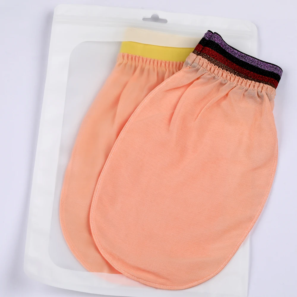 Luxury Custom Turkish Bath Glove Mitt Silk Exfoliating Glove Wash Shower Scrub Skin Massage Exfoliator